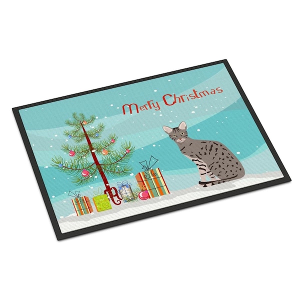 Carolines Treasures 24 x 36 in. Ocicat No.1 Cat Merry Christmas Indoor or Outdoor Mat CK4779JMAT - main